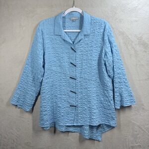 Habitat Clothes To Live In Shirt Blue Crinkle Texture Lagenlook Artsy Women's M